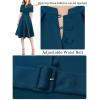 imageVFSHOW Womens 2024 Business Work Office Pockets Belted Buttons Elegant Fit and Flare ALine DressPeacock Blue