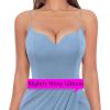 imageVFSHOW Womens Sexy Formal Ruched Fitted High Slit Bodycon Maxi Dress Spaghetti Strap Sweetheart Cocktail Prom Evening GownSparkly Dusty Blue