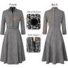 imageVFSHOW Womens 2024 Business Work Office Collar V Neck Bow Belted Pockets Buttons Slim Vintage Fit and Flare A Line DressBlack Tweed