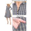 imageVFSHOW Womens 2024 Business Work Office Collar V Neck Bow Belted Pockets Buttons Slim Vintage Fit and Flare A Line DressBlue Tweed