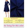 imageVFSHOW Womens 2024 Business Work Office Collar V Neck Bow Belted Pockets Buttons Slim Vintage Fit and Flare A Line DressNavy Blue