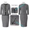 imageVFSHOW Womens 2024 Fall Winter Office Business Work Church Dresses Tweed Peplum Slimming Bodycon Pencil Sheath DressBlack Tweed