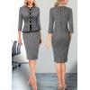 imageVFSHOW Womens 2024 Fall Winter Office Business Work Church Dresses Tweed Peplum Slimming Bodycon Pencil Sheath DressBlack Tweed