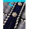 imageVFSHOW Womens 2024 Fall Winter Office Business Work Church Dresses Tweed Peplum Slimming Bodycon Pencil Sheath DressBlue Plaid Tweed