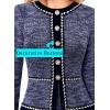 imageVFSHOW Womens 2024 Fall Winter Office Business Work Church Dresses Tweed Peplum Slimming Bodycon Pencil Sheath DressBlue Tweed