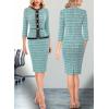imageVFSHOW Womens 2024 Fall Winter Office Business Work Church Dresses Tweed Peplum Slimming Bodycon Pencil Sheath DressTeal Green Tweed
