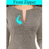 imageVFSHOW Womens Front Zipper Crisscross Waist Slim Wear to Work Business Office Fit and Flare ALine DressBeige Tweed