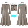 imageVFSHOW Womens Front Zipper Crisscross Waist Slim Wear to Work Business Office Fit and Flare ALine DressBeige Tweed