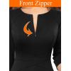 imageVFSHOW Womens Front Zipper Crisscross Waist Slim Wear to Work Business Office Fit and Flare ALine DressBlack
