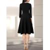 imageVFSHOW Womens Front Zipper Crisscross Waist Slim Wear to Work Business Office Fit and Flare ALine DressBlack