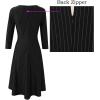 imageVFSHOW Womens Front Zipper Crisscross Waist Slim Wear to Work Business Office Fit and Flare ALine DressBlack and White Stripe