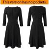 imageVFSHOW Womens Front Zipper Crisscross Waist Slim Wear to Work Business Office Fit and Flare ALine DressBlack and White Stripe