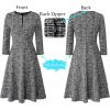imageVFSHOW Womens Front Zipper Crisscross Waist Slim Wear to Work Business Office Fit and Flare ALine DressBlack and White Tweed