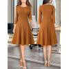 imageVFSHOW Womens Front Zipper Crisscross Waist Slim Wear to Work Business Office Fit and Flare ALine DressBrown Textureb