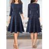 imageVFSHOW Womens Front Zipper Crisscross Waist Slim Wear to Work Business Office Fit and Flare ALine DressDark Blue Tweed