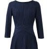 imageVFSHOW Womens Front Zipper Crisscross Waist Slim Wear to Work Business Office Fit and Flare ALine DressDark Blue and White Stripe