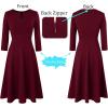 imageVFSHOW Womens Front Zipper Crisscross Waist Slim Wear to Work Business Office Fit and Flare ALine DressDark Red
