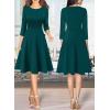 imageVFSHOW Womens Front Zipper Crisscross Waist Slim Wear to Work Business Office Fit and Flare ALine DressGreen Texture