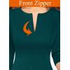 imageVFSHOW Womens Front Zipper Crisscross Waist Slim Wear to Work Business Office Fit and Flare ALine DressGreen Texture