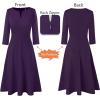 imageVFSHOW Womens Front Zipper Crisscross Waist Slim Wear to Work Business Office Fit and Flare ALine DressGrey