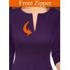 imageVFSHOW Womens Front Zipper Crisscross Waist Slim Wear to Work Business Office Fit and Flare ALine DressGrey