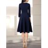 imageVFSHOW Womens Front Zipper Crisscross Waist Slim Wear to Work Business Office Fit and Flare ALine DressNavy Blue