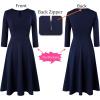 imageVFSHOW Womens Front Zipper Crisscross Waist Slim Wear to Work Business Office Fit and Flare ALine DressNavy Blue