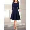 imageVFSHOW Womens Front Zipper Crisscross Waist Slim Wear to Work Business Office Fit and Flare ALine DressNavy Blue