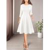 imageVFSHOW Womens Front Zipper Crisscross Waist Slim Wear to Work Business Office Fit and Flare ALine DressOffwhite