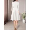 imageVFSHOW Womens Front Zipper Crisscross Waist Slim Wear to Work Business Office Fit and Flare ALine DressOffwhite