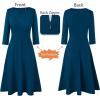 imageVFSHOW Womens Front Zipper Crisscross Waist Slim Wear to Work Business Office Fit and Flare ALine DressPeacock Blue