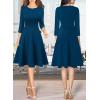 imageVFSHOW Womens Front Zipper Crisscross Waist Slim Wear to Work Business Office Fit and Flare ALine DressPeacock Blue