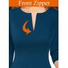 imageVFSHOW Womens Front Zipper Crisscross Waist Slim Wear to Work Business Office Fit and Flare ALine DressPeacock Blue