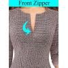 imageVFSHOW Womens Front Zipper Crisscross Waist Slim Wear to Work Business Office Fit and Flare ALine DressPink Tweed