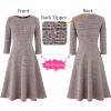imageVFSHOW Womens Front Zipper Crisscross Waist Slim Wear to Work Business Office Fit and Flare ALine DressPink Tweed