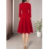 imageVFSHOW Womens Front Zipper Crisscross Waist Slim Wear to Work Business Office Fit and Flare ALine DressRed