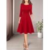 imageVFSHOW Womens Front Zipper Crisscross Waist Slim Wear to Work Business Office Fit and Flare ALine DressRed