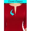 imageVFSHOW Womens Front Zipper Crisscross Waist Slim Wear to Work Business Office Fit and Flare ALine DressRed