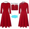 imageVFSHOW Womens Front Zipper Crisscross Waist Slim Wear to Work Business Office Fit and Flare ALine DressRed