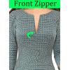 imageVFSHOW Womens Front Zipper Crisscross Waist Slim Wear to Work Business Office Fit and Flare ALine DressTeal Green Tweed
