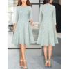 imageVFSHOW Womens Front Zipper Crisscross Waist Slim Wear to Work Business Office Fit and Flare ALine DressWhite and Blue Tweed