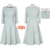 imageVFSHOW Womens Front Zipper Crisscross Waist Slim Wear to Work Business Office Fit and Flare ALine DressWhite and Blue Tweed