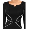 imageVFSHOW Womens Notch V Neck Office Business Work Slim Fit Sheath Pencil DressBlack  White Piping