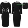 imageVFSHOW Womens Notch V Neck Office Business Work Slim Fit Sheath Pencil DressBlack  White Piping