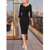 imageVFSHOW Womens Notch V Neck Office Business Work Slim Fit Sheath Pencil DressBlack