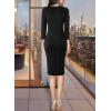 imageVFSHOW Womens Notch V Neck Office Business Work Slim Fit Sheath Pencil DressBlack