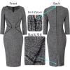 imageVFSHOW Womens Notch V Neck Office Business Work Slim Fit Sheath Pencil DressBlack Tweed