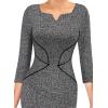 imageVFSHOW Womens Notch V Neck Office Business Work Slim Fit Sheath Pencil DressBlack Tweed