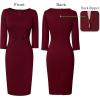 imageVFSHOW Womens Notch V Neck Office Business Work Slim Fit Sheath Pencil DressDark Red and Black Piping