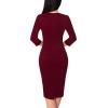 imageVFSHOW Womens Notch V Neck Office Business Work Slim Fit Sheath Pencil DressDark Red and Black Piping